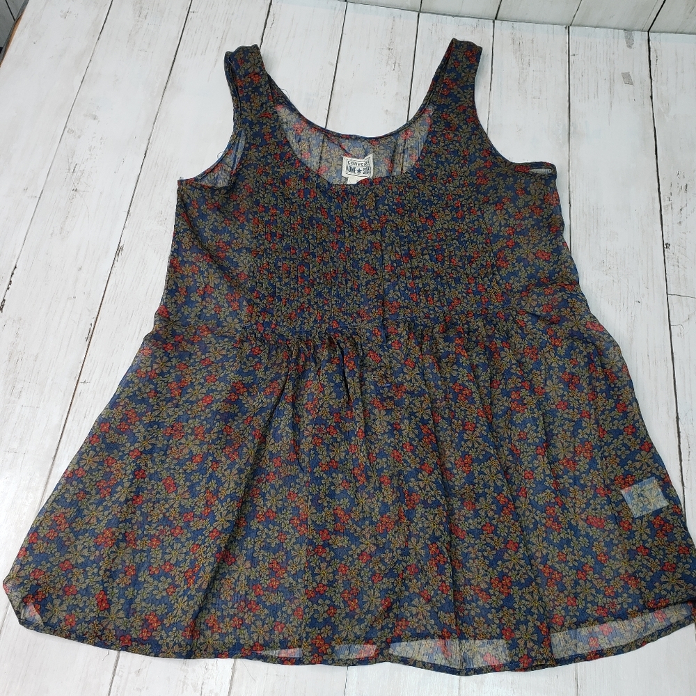 Converse One Star Sheer Chiffon Floral Print Top